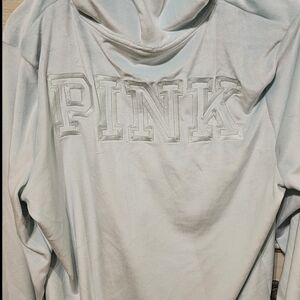 PINK Victoria's Secret Women's Soft Blue Cowl Neck Sweater